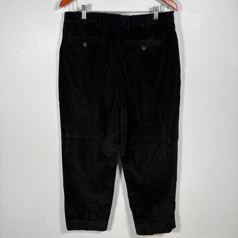 Nautica Rigger Mens Black Corduroy Pants Classic Fit 34x30 Flat Front Trousers
